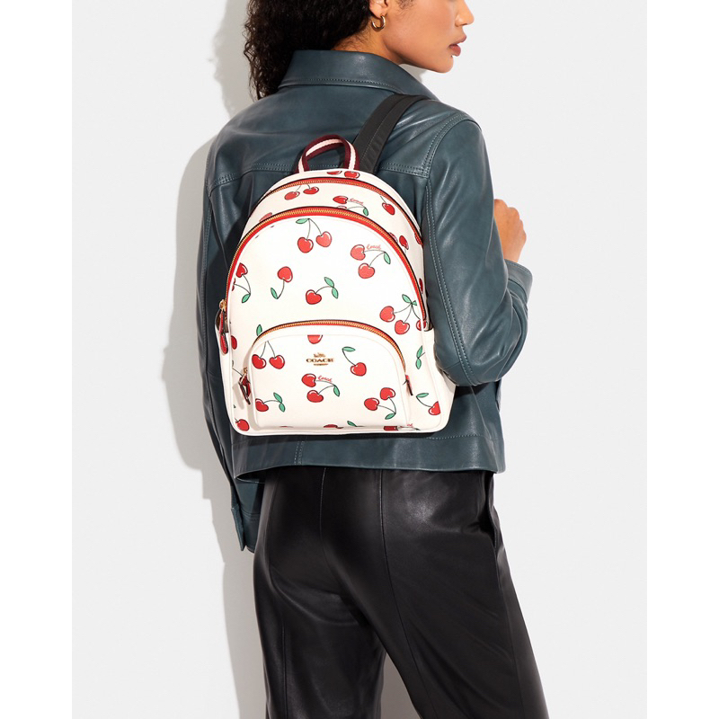 Coach Court Backpack With Heart Cherry Print (CE 628)