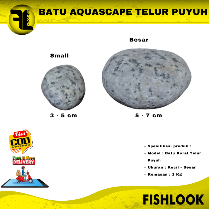 Batu koral Telur Puyuh 3-5cm BESAR DAN KECIL 1kg AQUARIUM AQUASCAPE