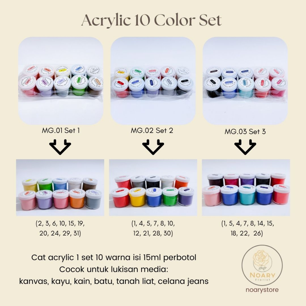 POM ACRYLIC 10 COLOR SET / Acrylic 10 Warna