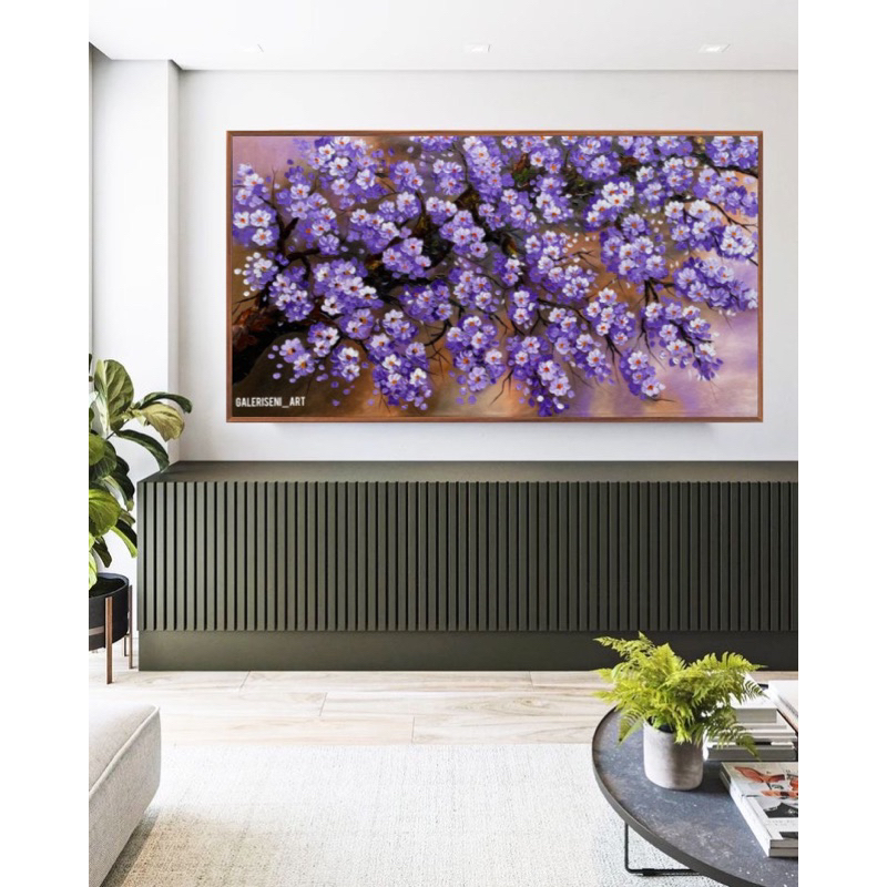 Lukisan Bunga Sakura | lukisan sudah include bingkai