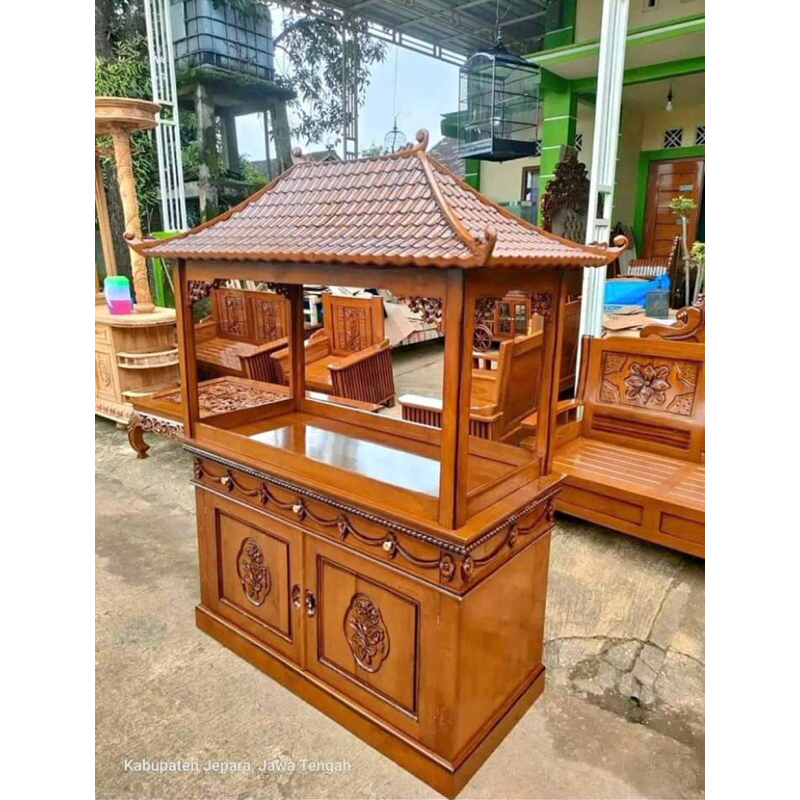 Meja aquarium kayu jati