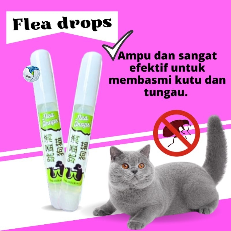 Obat Tetes Kutu Kucing Anjing Fleadrops Pembasmi Penghilang Kutu Hewan Kucing Parasit Shaestore15