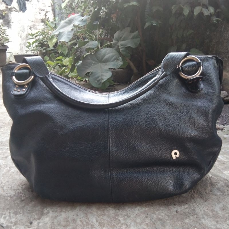 Preloved Papillon Genuine Leather Handbag Black Hand Bag Papilon Original Tas Jinjing Wanita Women K