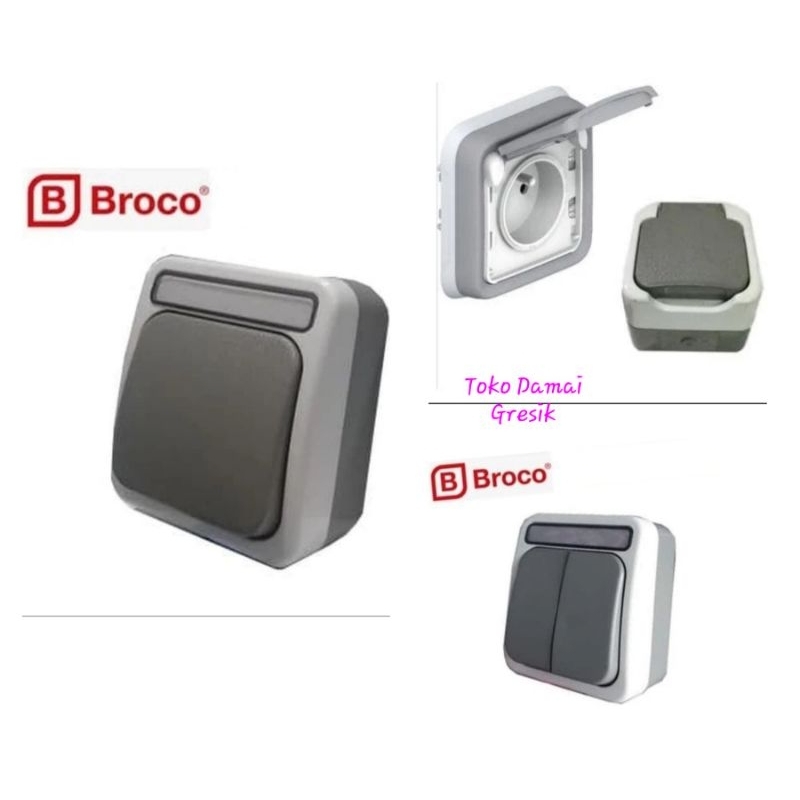 Saklar Broco OB Atlantic waterproof anti air. engkel, seri, stop kontak