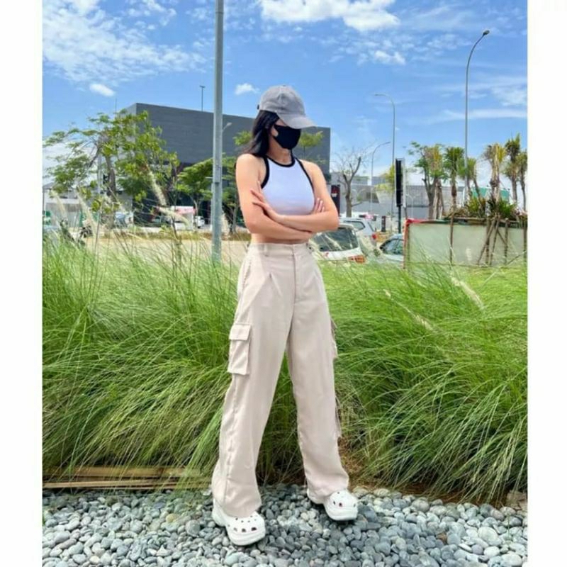 Cargo Pants Wanita Highwaist || Celana Cargo pants HW Premium Jumbo