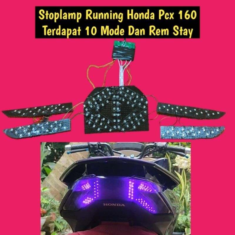 Stoplamp running Honda Pcx 160 running 10 mode motif love  < ♥️ >