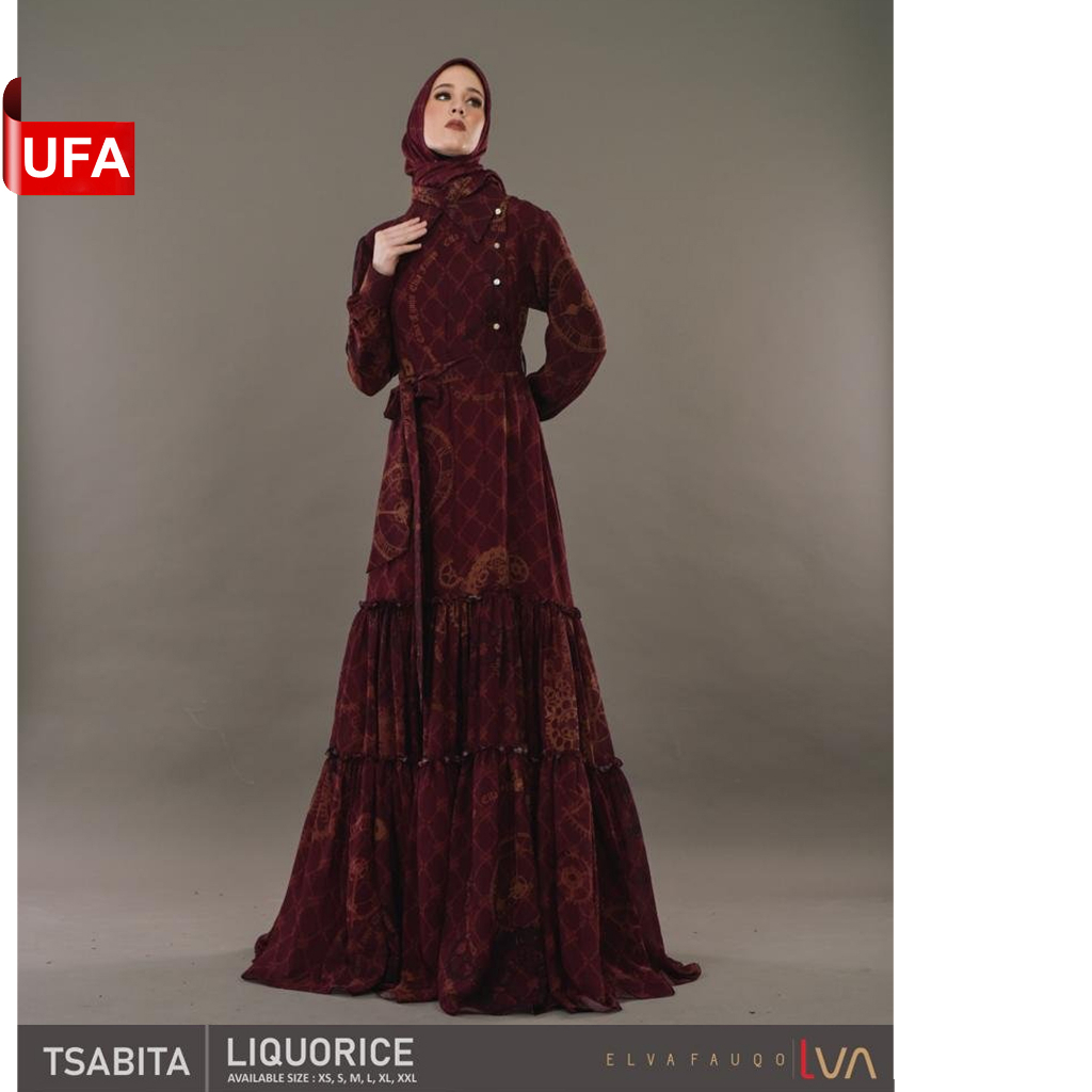 LVA SYARI Tsabita set Hijab Nuansa Liquorice - Tersedia Set khimar/ Set Scraf - Set Syari premium, L