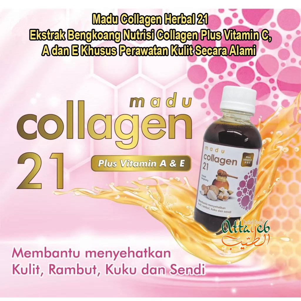 Suplemen Pemutih Wajah Madu Collagen Herbal 21 Ekstrak Bengkoang Plus Vitamin C, A & E Khusus Perawa