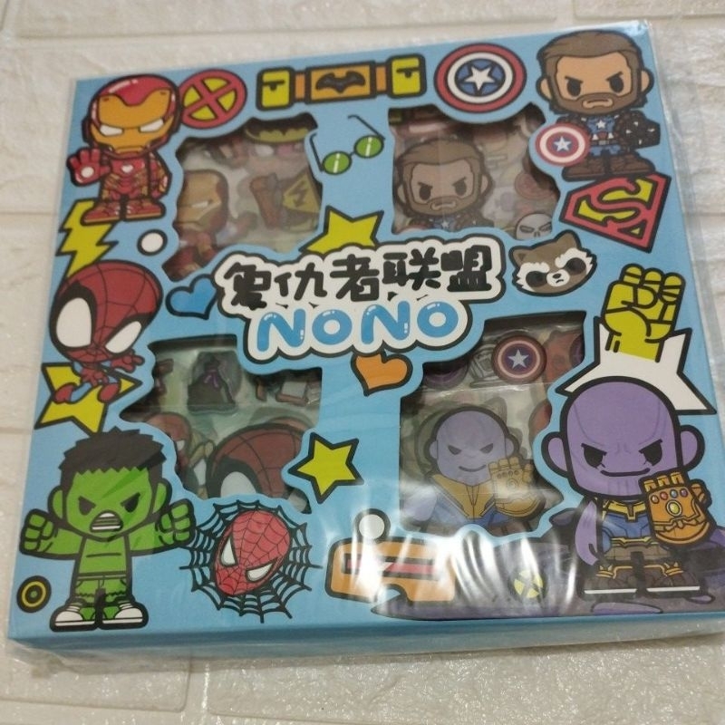 

sticker box nono, marvel dan momo mix isi 100 lbr