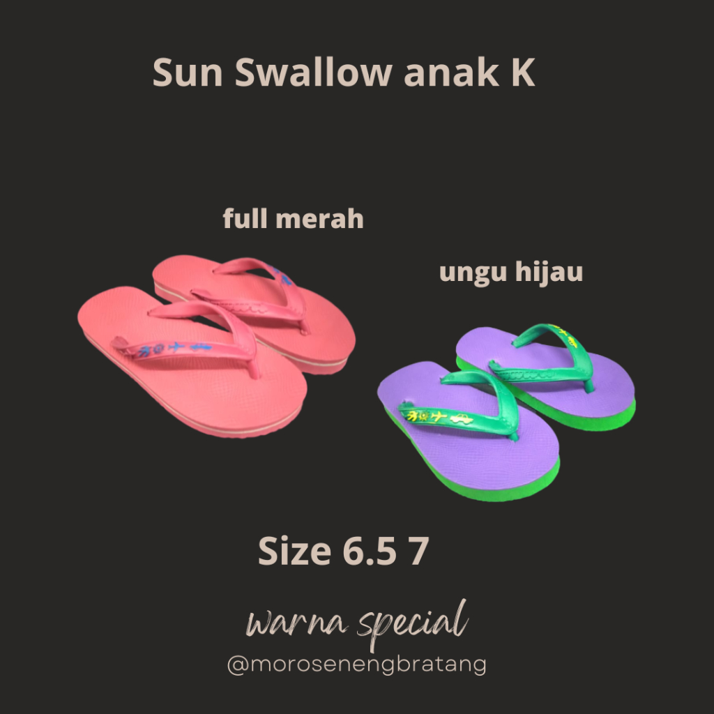 Sun Swallow sandal jepit anak TK SD Warna Special Merah - Minus