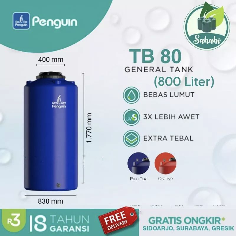 Tandon Air / Tangki Air / Toren Air PENGUIN/PINGUIN Rotamould 3 Ukuran 800 Liter