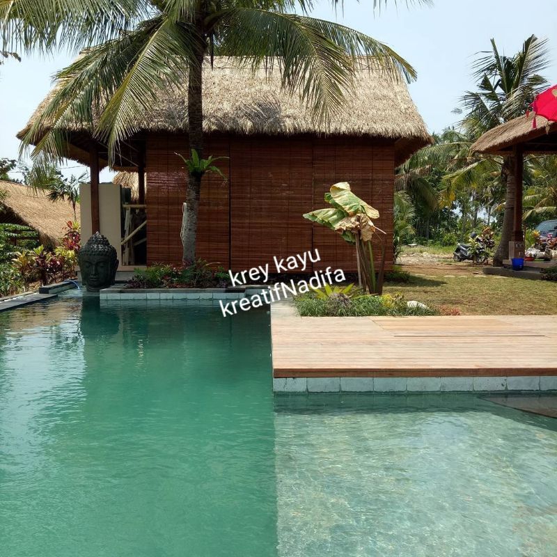 Tirai krey kayu natural/ kirai / gorden / kerai / krei kayu bengkirai penghalau panas , blinds / tir