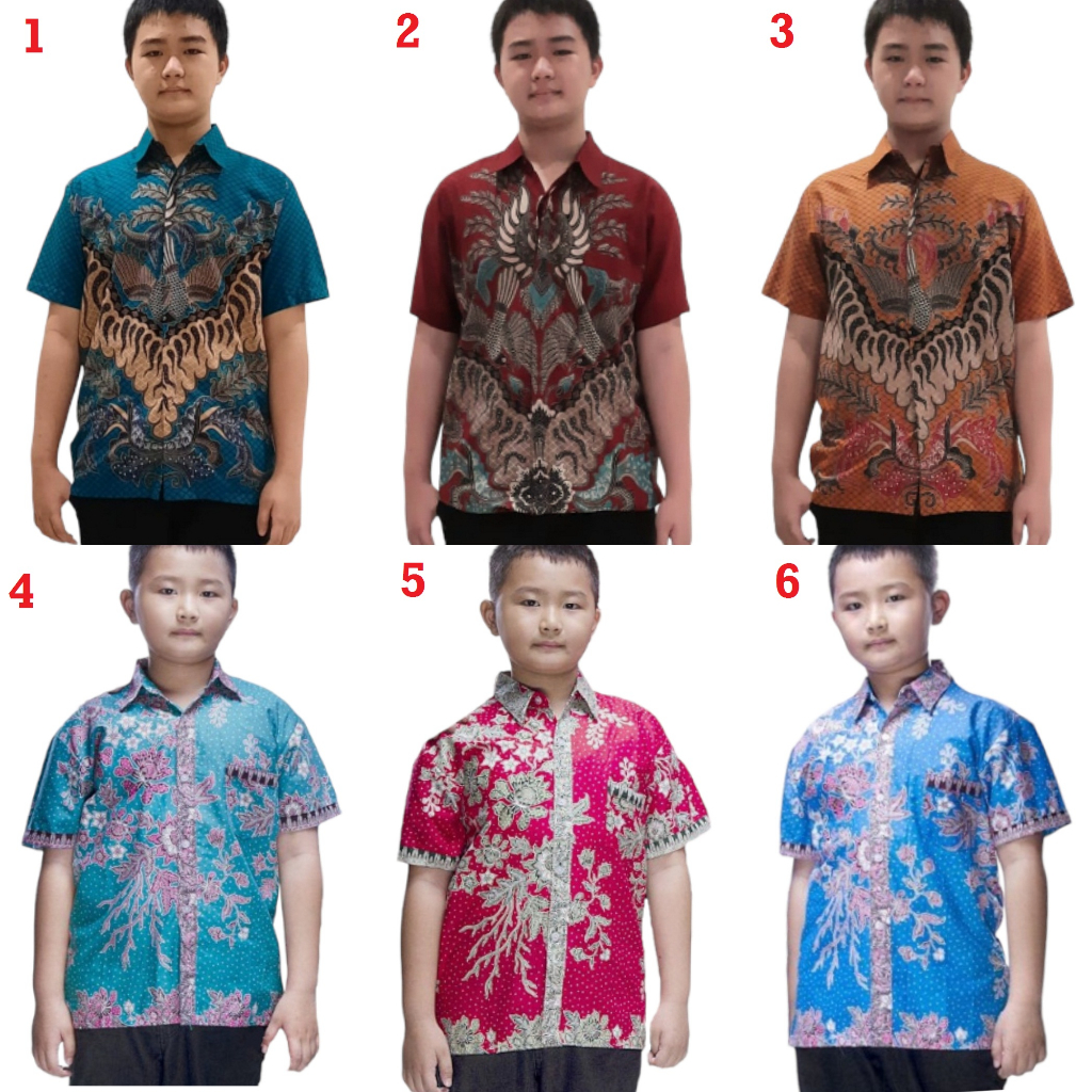 Baju Atasan Kemeja Batik Anak Laki Laki Perempuan Seragam Sekolah KB TK SD Mix C