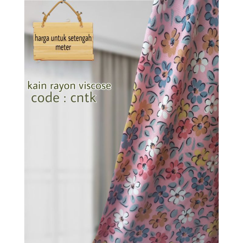 kain rayon viscose motif bunga
