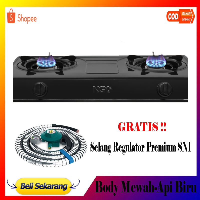 NGY Stain-Free Gas Stove / Kompor Gas Api 2 Tungku | NGY-555 NAGOYA - Teflon