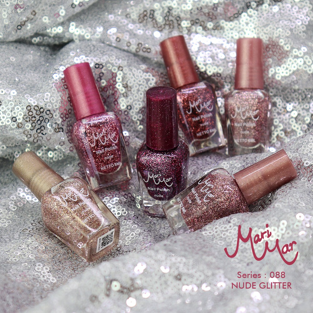 Marimar Nail Polish Nude &amp; Gliter | Cat Kuku Warna Nude Dengan Gliter