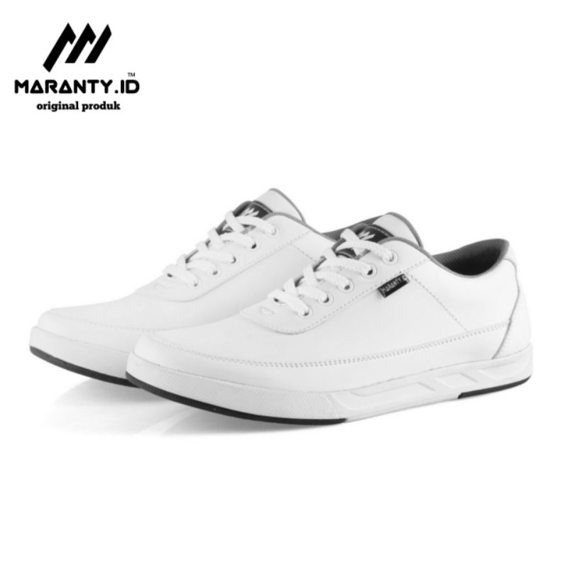 MARANTY.ID_Sepatu sneakers kulit peria full puti hitam coklat kerja kantoran kuliahan jalan-jalan