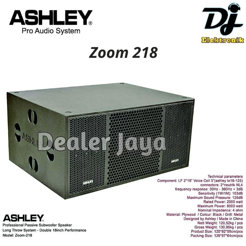 Subwoofer Ashley ZOOM 218 / ZOOM218 - 18 inch Pasif