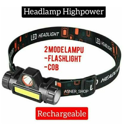 Headlamp Lampu LED Senter Kepala Cahaya Terang Mini Swat