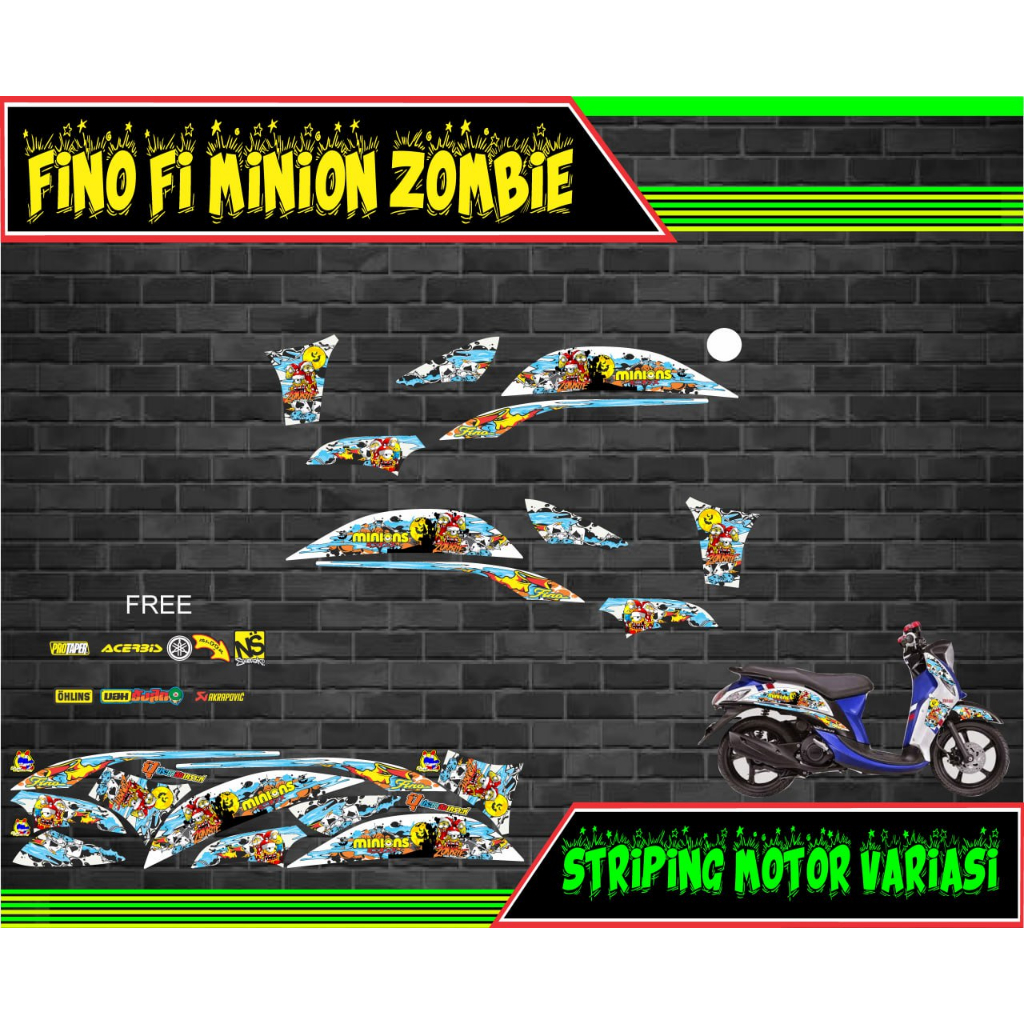 striping stiker decal motor fino fi minion zombie