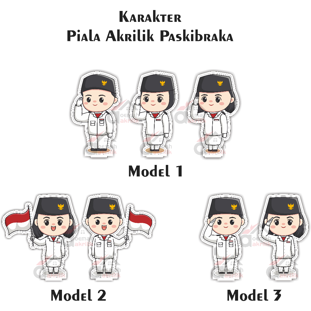 (Figur Atasan Saja) Figur Piala Akrilik Paskibraka/Piala PHBN