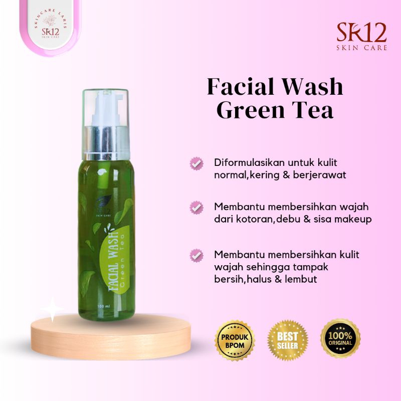 SR12 SKINCARE Facial Wash Greentea Pembersih wajah kulit sensitif berjerawat berminyak