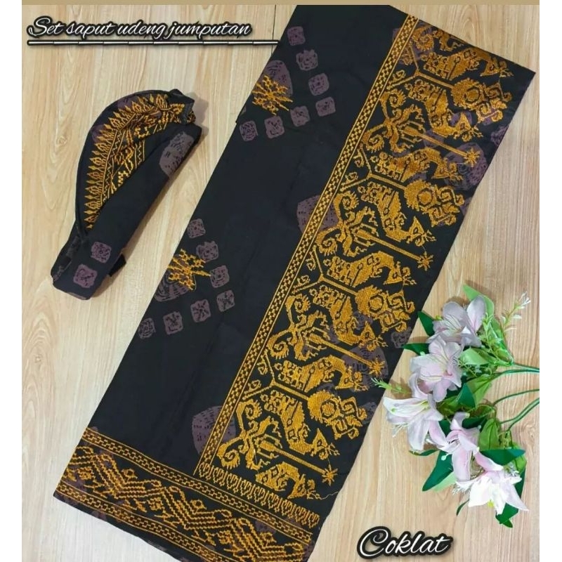 Set Saput Udeng Bordir Endek Jumputan