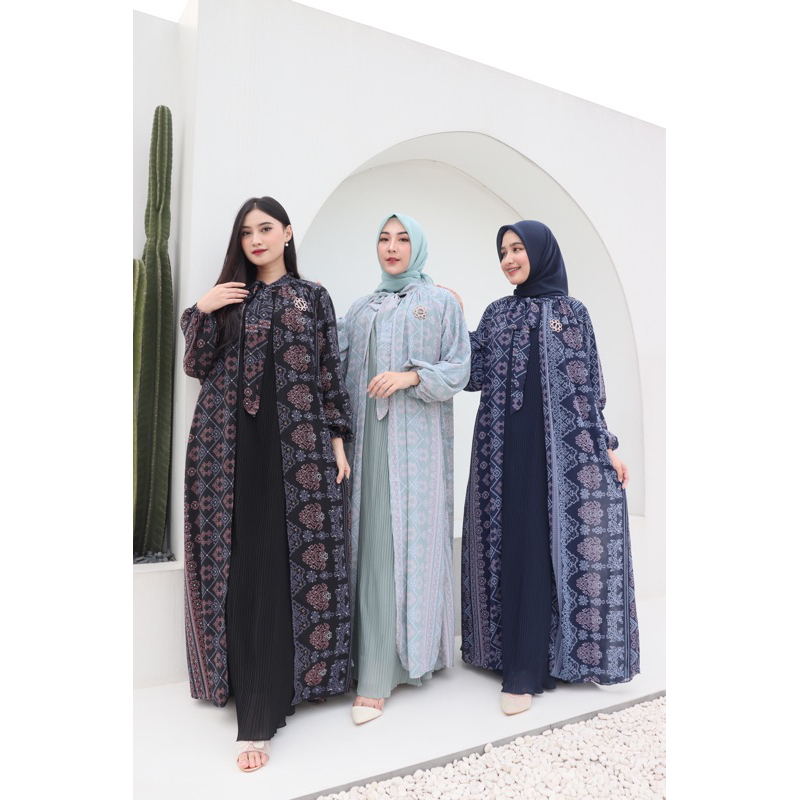 SEROJA SET CERUTI MOTIF PLISKET GIES|SET GAMIS CERUTI PREMIUM|BAJU KONDANGAN|GAMIS PLISKET PREMIUM