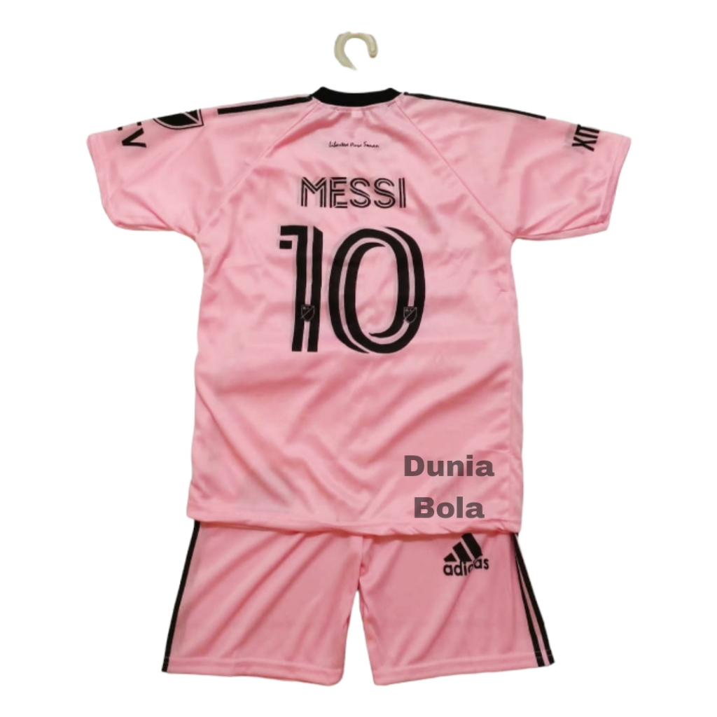 Setelan Baju Bola Anak Messi Pink Terbaru Termurah Jersey Anak Futsal 2023