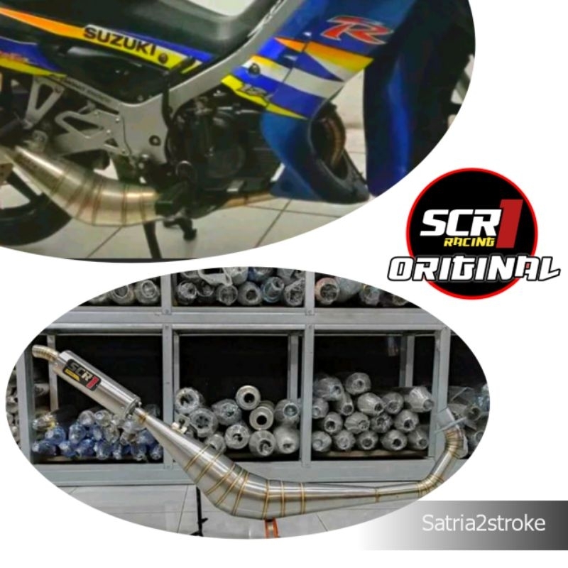 Knalpot Satria Hiu Lumba BM Power - Knalpot Satria 2tak Stainless Original Scr1 racing