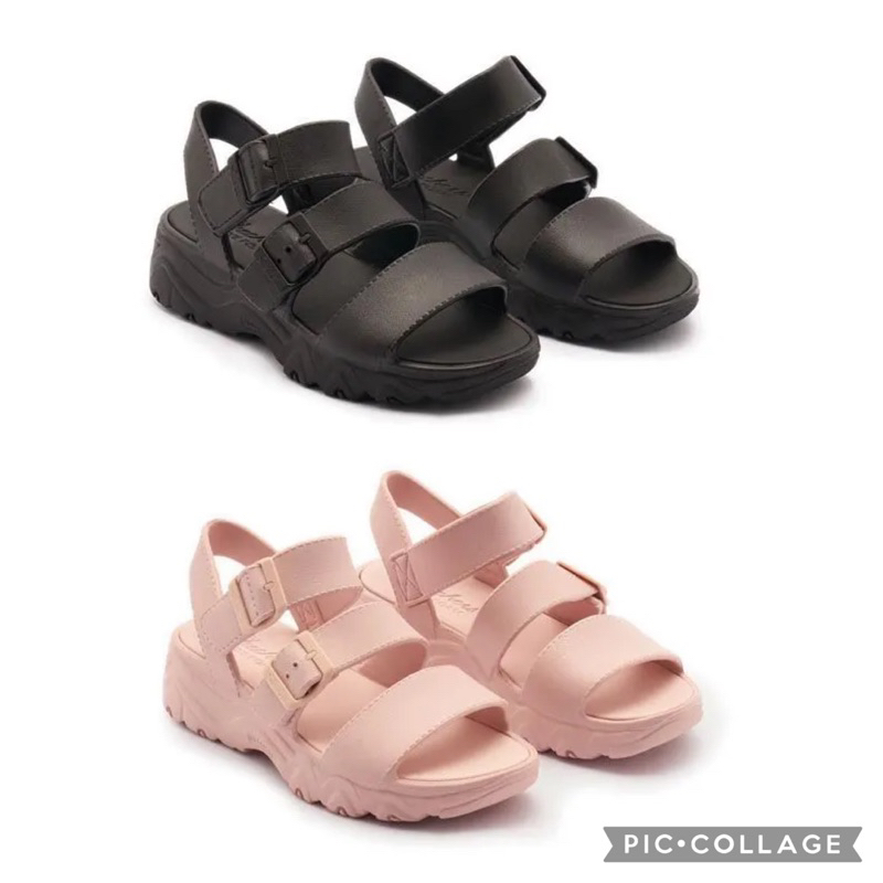 Ori Sale Sepatu sandal skechers D’lites 2.0 FOAMIES Hitam Pink 111061/BBK