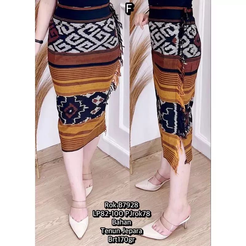 ROK TENUN IKAT PENDEK BELA SAMPING DAAN RUMBAI, ROK PESTA