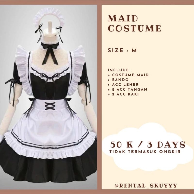 Rental Costume Cosplay Maid Pelayan