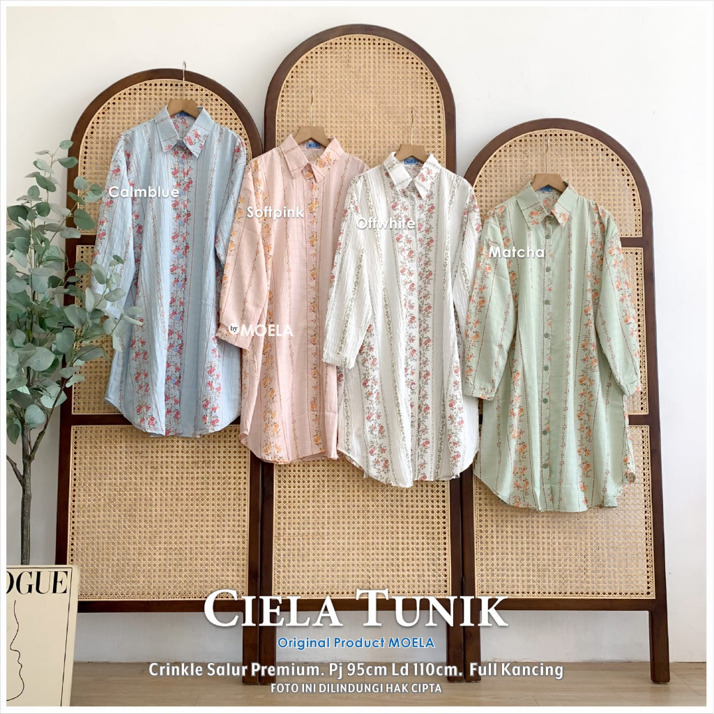 Ciela tunik matt crinkle salur premium original by Moela