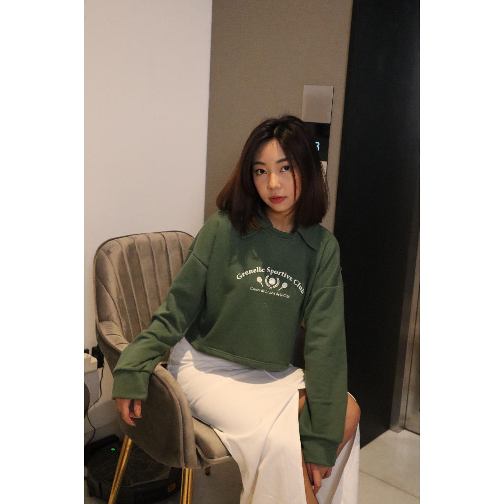 Sweater Jaket Missty Freeteen Warna Hijau Forest Model Korea Croptop (150012)