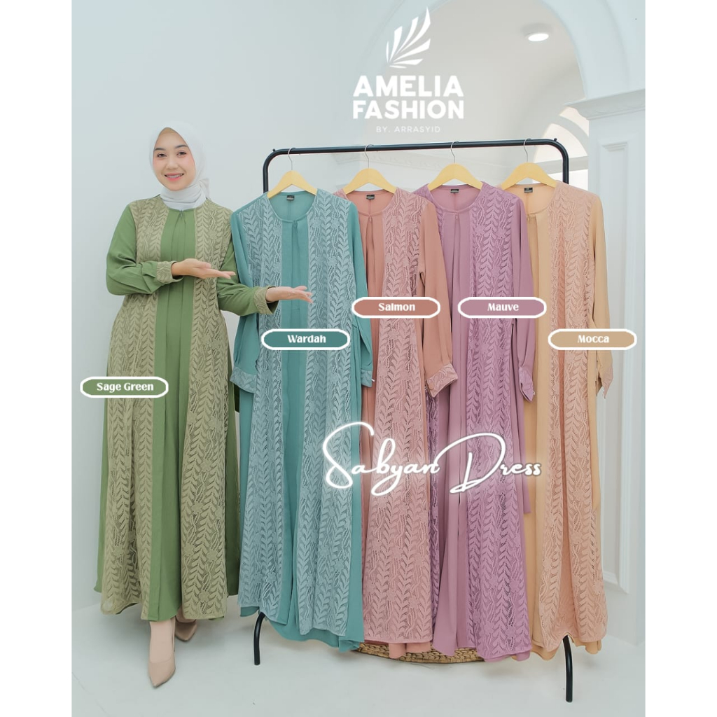 SABYAN /SABIYAN DRESS ORI AMELIA ,GAMIS ORI, GAMIS BRUKAT