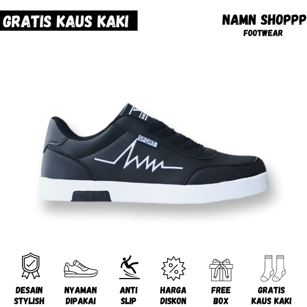 Sepatu Sneakers Pria Laki Laki Dewasa Cowok Casual Murah Keren Buat Sekolah Kuliah Jalan Jalan Warna