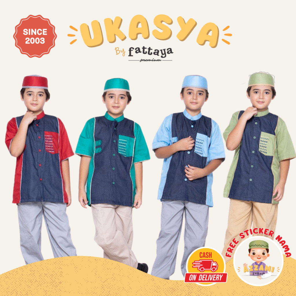 FATTAYA PREMIUM Koko Anak Ukasya - Baju Koko Anak Baju Anak Muslim Laki-laki Busana Putra Islami Set