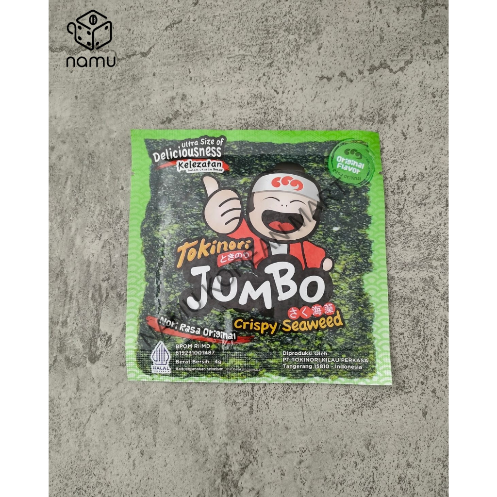 Tokinori Jumbo Snack 4gr Original PCS / Tokinori Snack BBQ / Cryspy Seaweed / Cemilan Rumput Laut