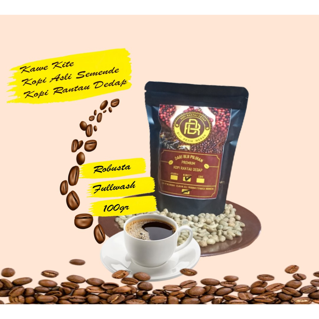 

Rantau Coffee, Roast Beans Robusta Fullwash Semende Pure Original Coffee Beans