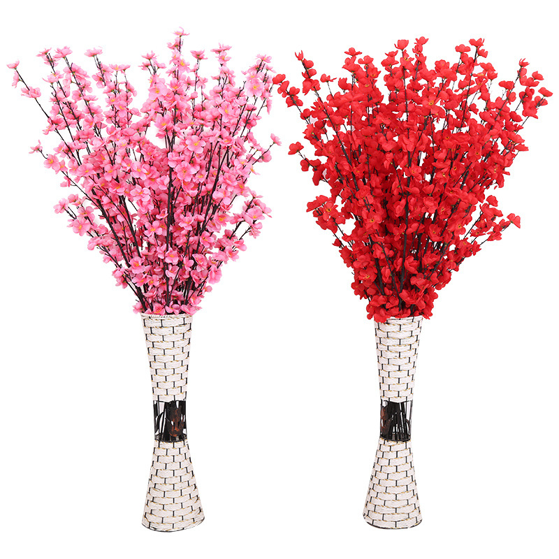 Bunga Cherry Blossom Tangkai Plastik Artifisial Daun Sakura Artificial Meihua Meihwa Imlek Tanaman Hias BG33