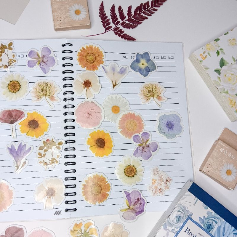 

10pcs Sticker One Set FLOWER Deco stiker Rustic Vintage Retro Flower Carte Botanique Old Time Scrapbook Journaling Kit Diary
