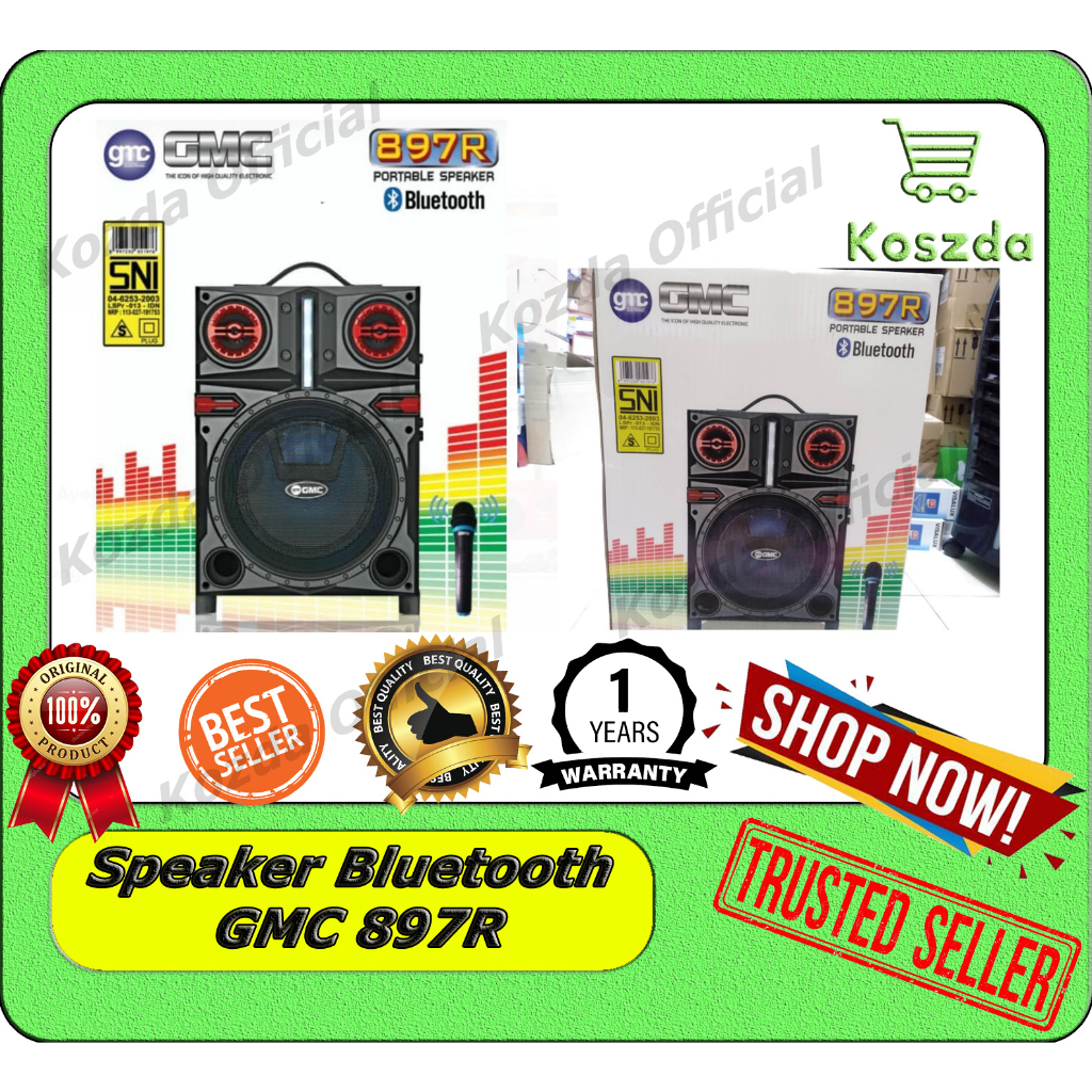 Speaker Aktif BLUETOOTH GMC 897R Portable 8 inch Original Resmi