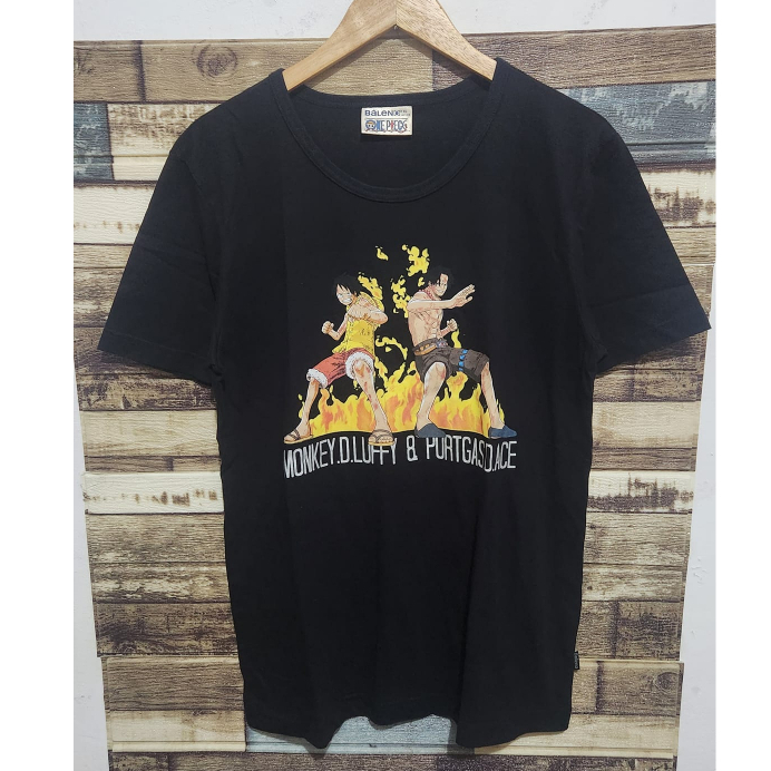 Tshirt One Piece Arc Marineford Luffy & Ace Black Offical Tag Baleno ( Size XL )