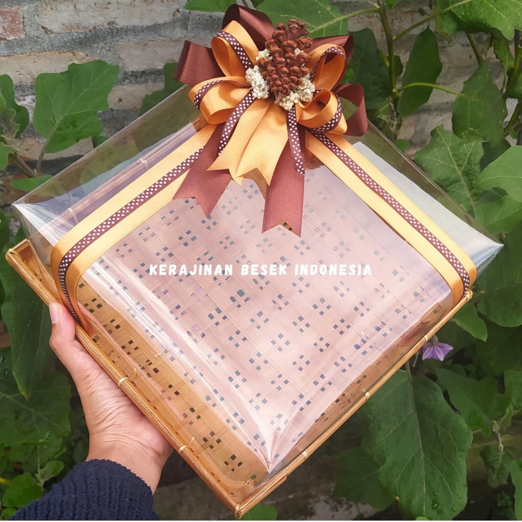 

Kotak Seserahan TERLARIS Piring kotak 25cm mika pita Box hampers seserahan hantaran hampers imlek natal murah box nasi