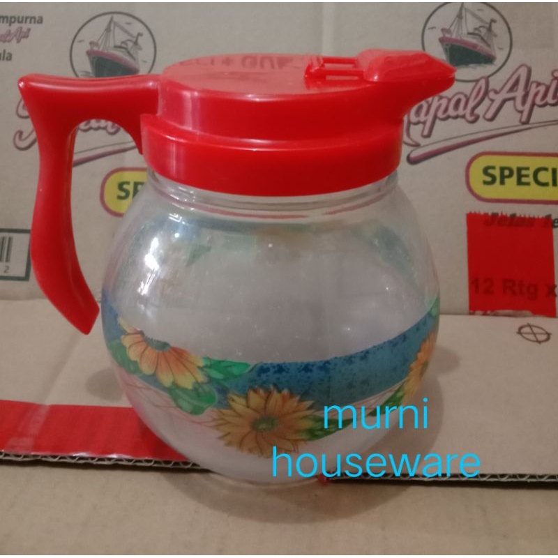 Teko / ceret kaca tutup plastik