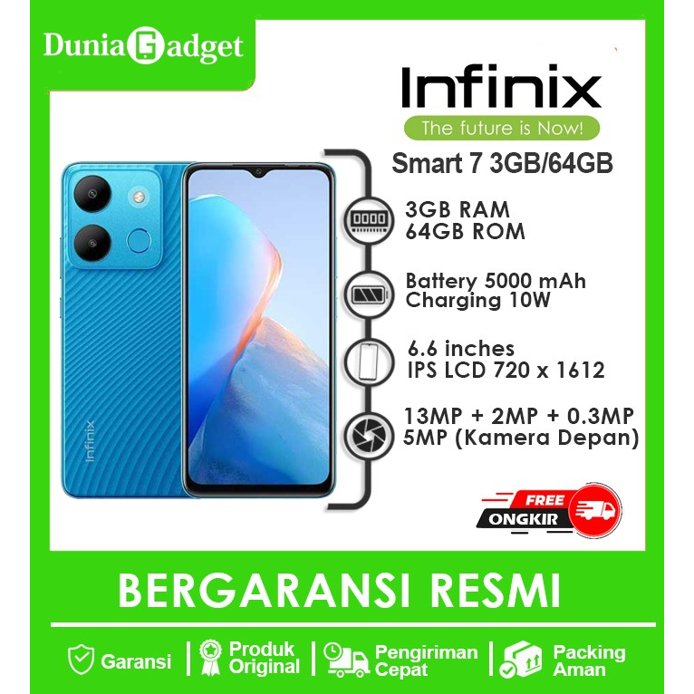 Infinix Smart 7 RAM 3GB / 64GB Bergaransi Resmi - Termurah