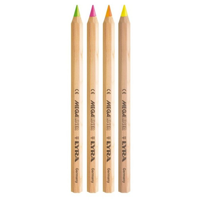 

Lyra Pensil Stabilo / Highlighter Pencil Megaliner - Warna Neon Cerah, Batang Kayu Anti Selip