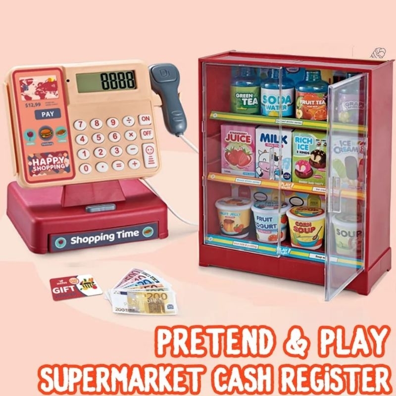 mainan anak kasir kasiran supermarket cash register import kalkator kado hadiah ulang tahun bermain 