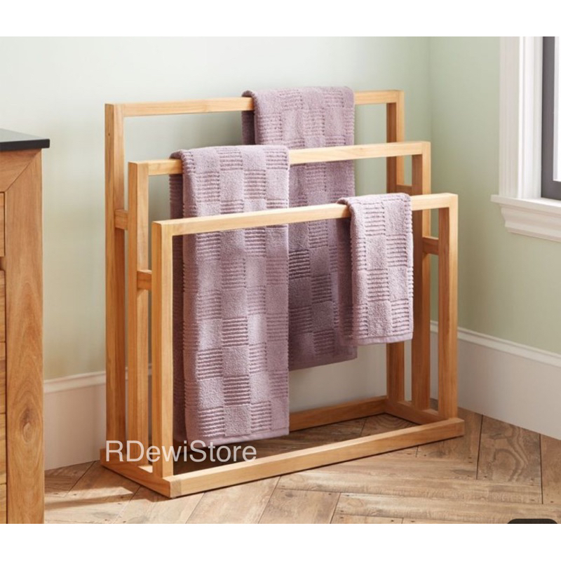 rak handuk jati tempat jemuran kayu jati indoor